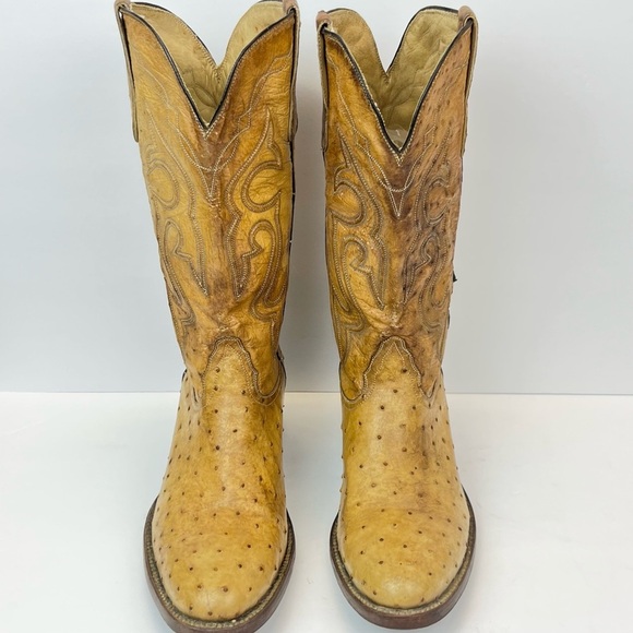 Crown Boot Company Mens Size 8 Tan Ostrich Western Boots - Picture 10 of 10
